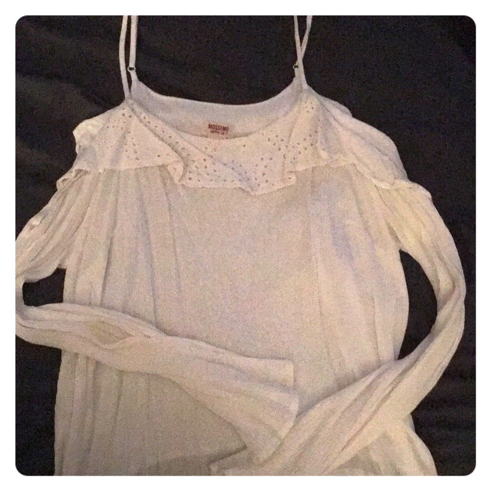 MOSSIMO white eyelet cold shoulder top